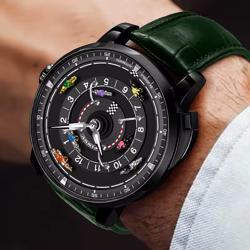 🔥USA🔥PINDU Men’s Mechanical Watch Horse Racing Green Dial Sapphire Glass P6652