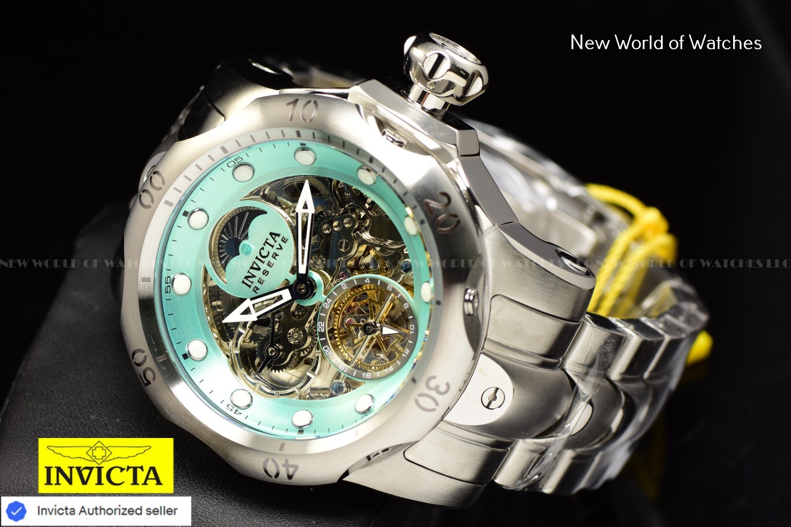 Invicta Men’s Reserve Venom 53.7mm Turquoise Skeleton Dial SS Automatic Watch