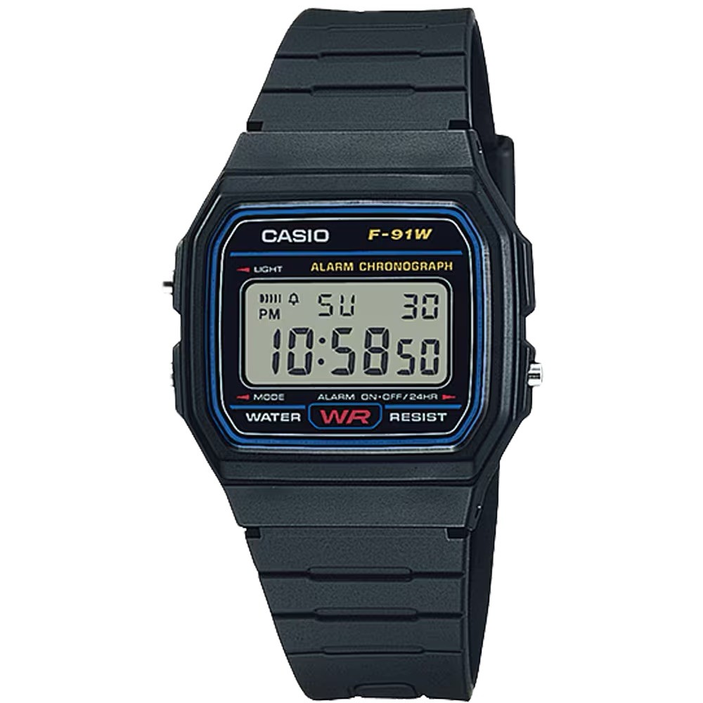 Casio Men’s Classic Digital Watch with Black Strap – F-91W-1