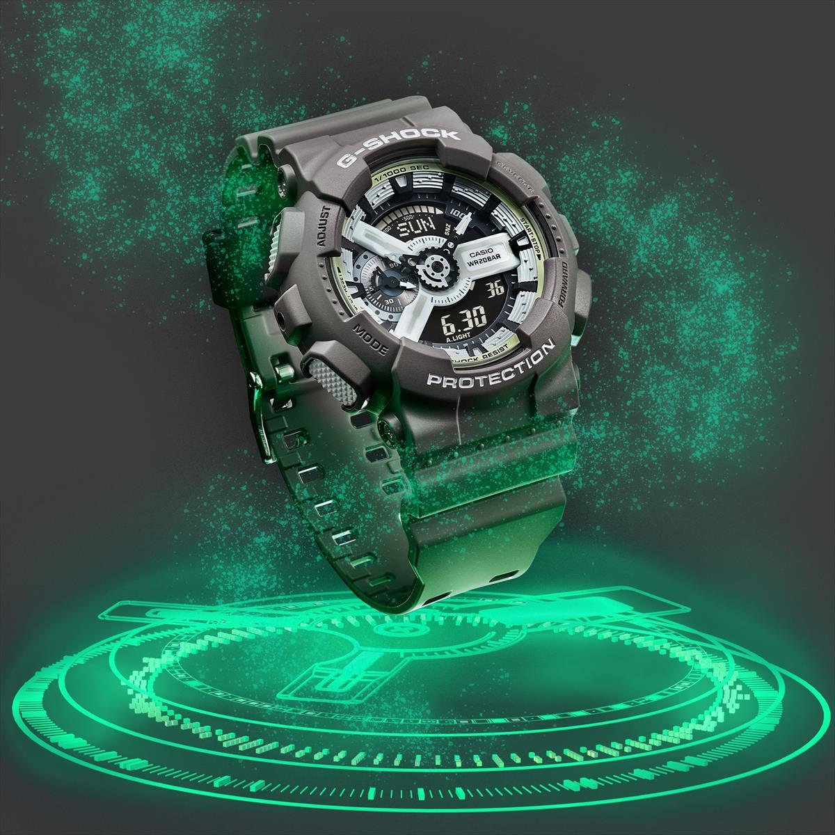 CASIO G-SHOCK GA-110HD-8AJF HIDDEN GLOW Series Watch Gray Luminous Dial 51.2mm
