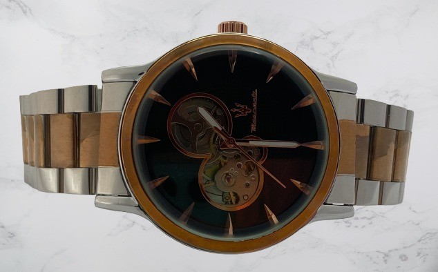 Refurbished Luxury Two-Tone Maserati Open-Heart Dial Automatic Men’s Wristwatch