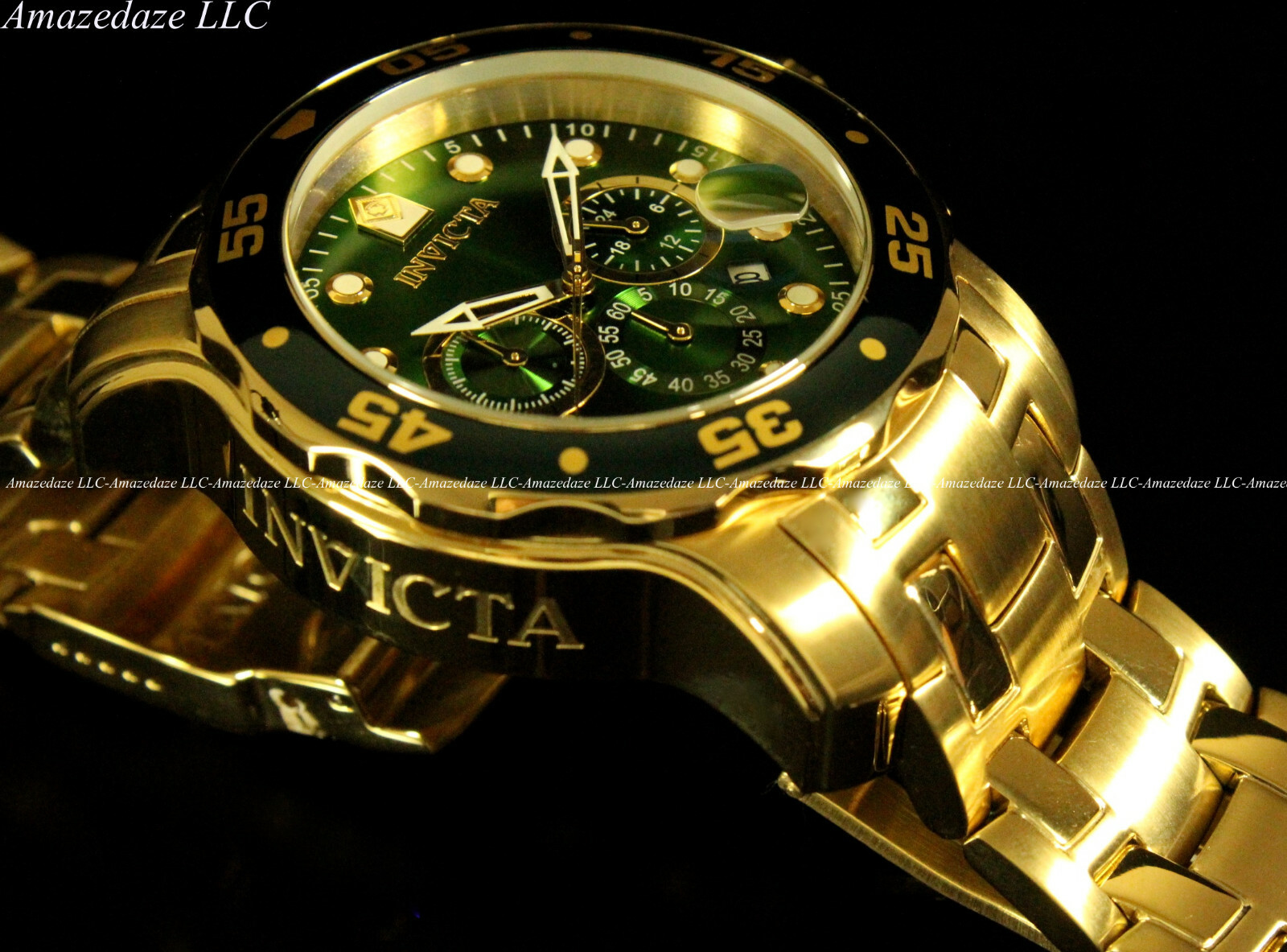 NEW Invicta’s Men Pro Diver Scuba Chronograph Stainless Steel Green Dial Watch