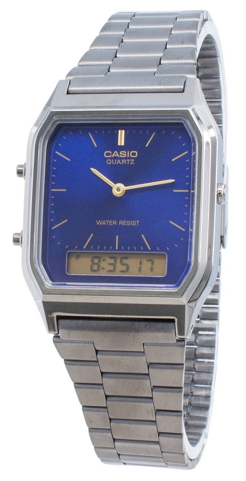 Casio Quartz Stainless Steel Blue Dial AQ-230GG-2A Dual Time Unisex Watch