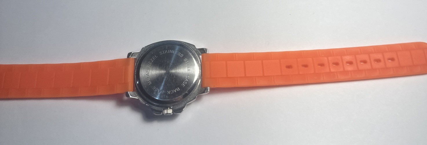 BORA watch Orange Bezel and Orange SILICONE RUBBER BAND – New Battery