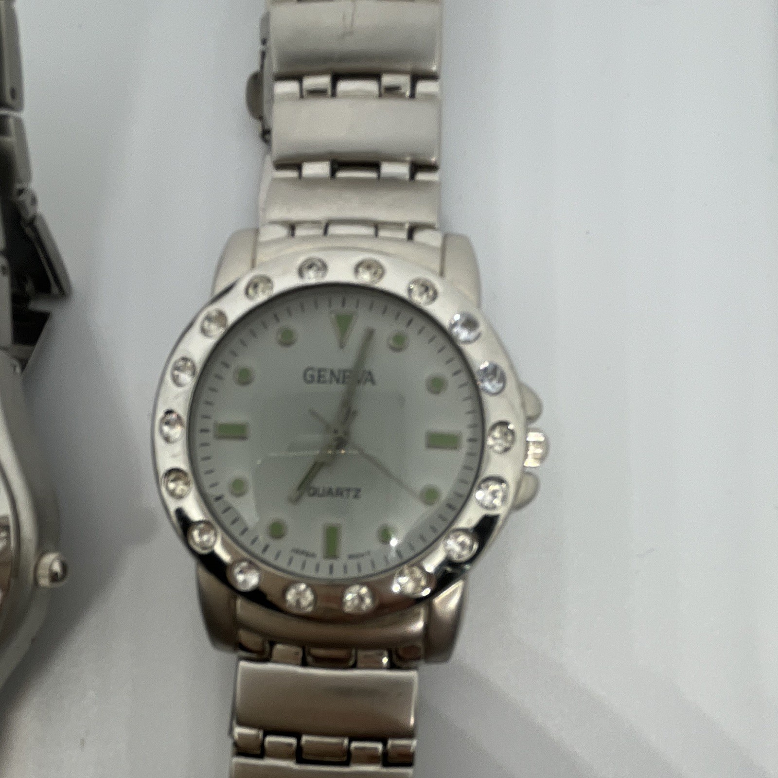 Geneva unisex Quartz Silver Tone Bracelet Watch Blue/Silver Dial Lot 2