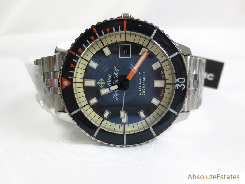 NEW Zodiac Super Sea Wolf 53 Compression Automatic Silver Blue Watch ZO9266 NWT