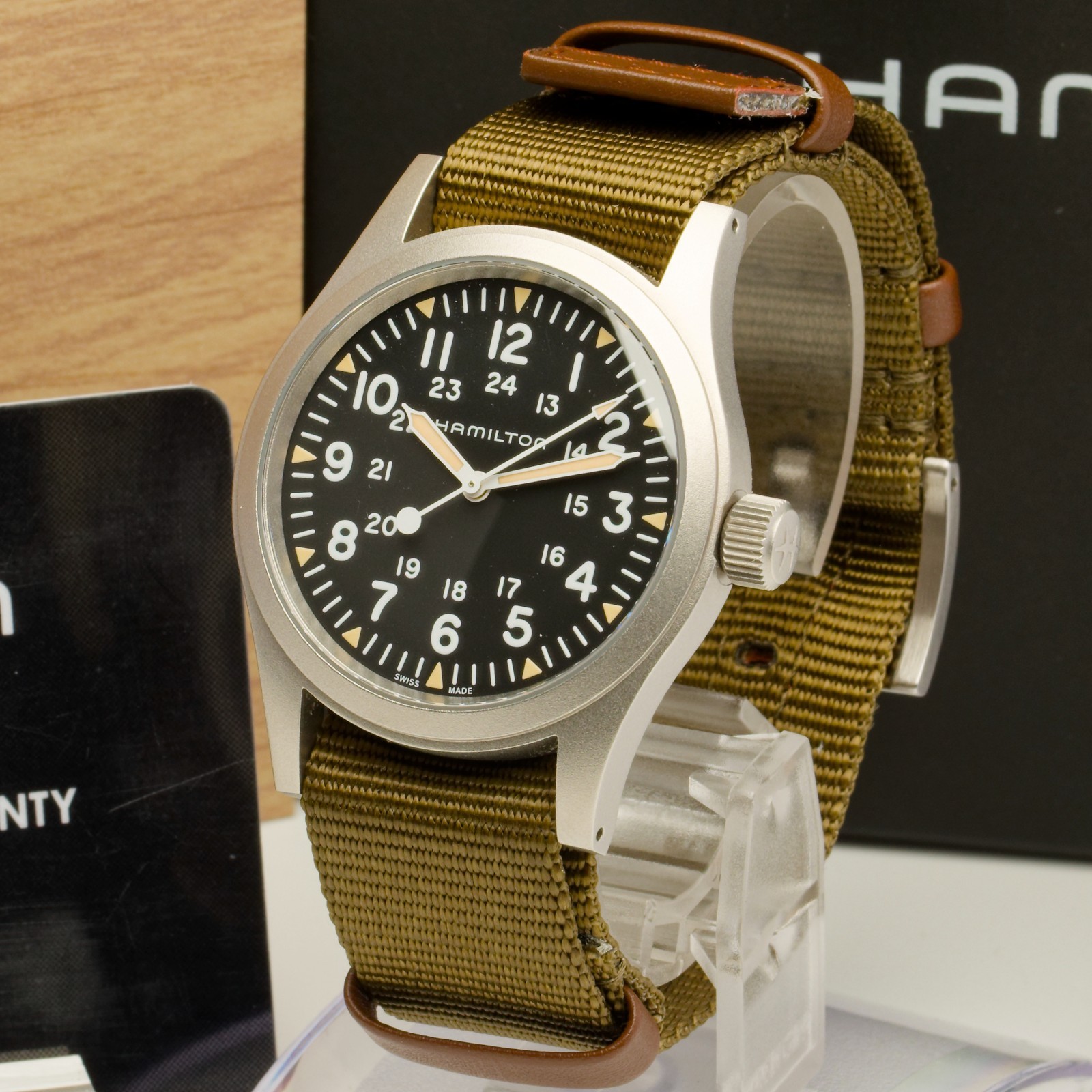 [N MINT w/ BOX & PAPER] HAMILTON Khaki Field H694390 Black 37mm Manual Men Watch