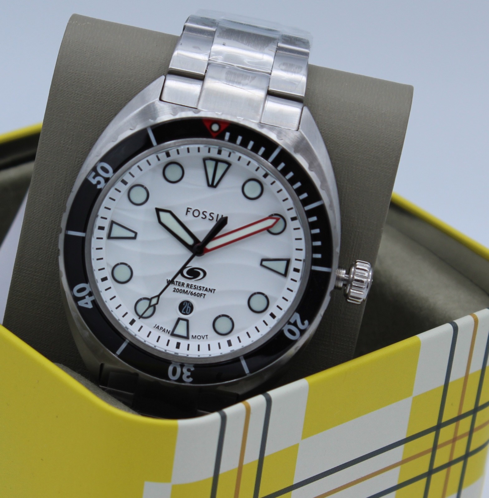 NEW AUTHENTIC FOSSIL BREAKER SILVER WHITE BLACK MEN’S FS6063 WATCH