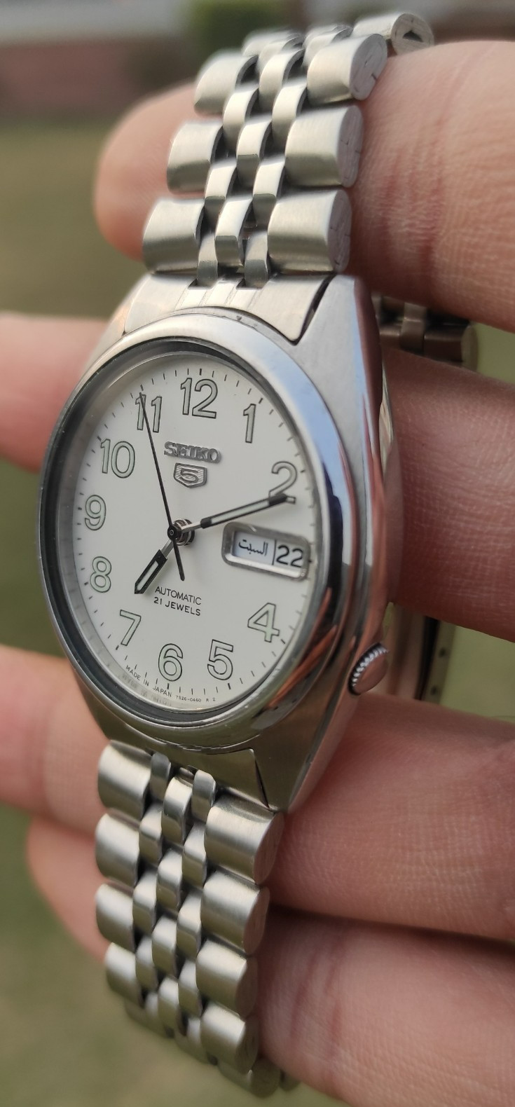 Seiko 5 Automatic 7S26-3119 White Dial Day Date 21 Jewels Men’s Vintage Japan