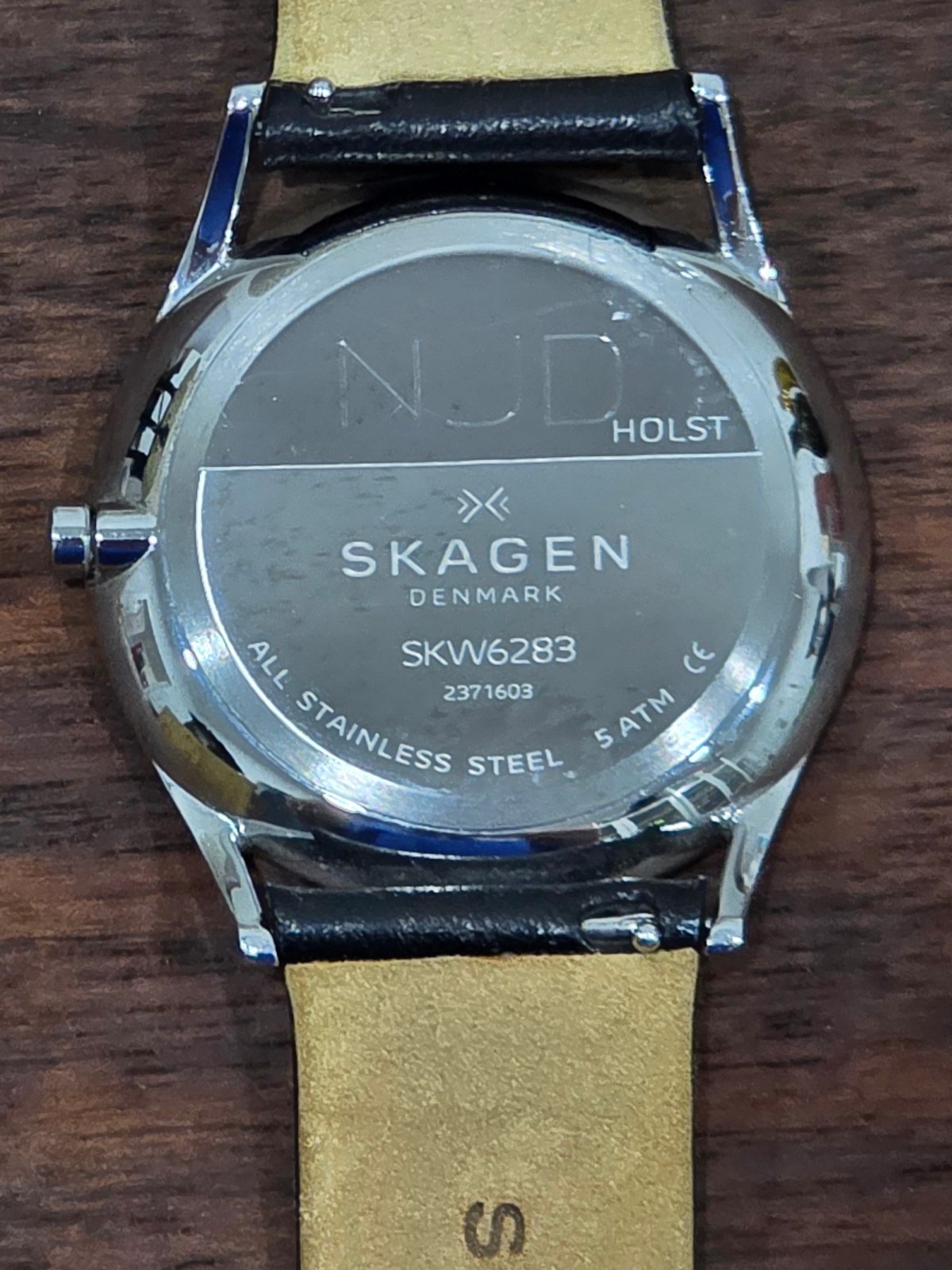 Skagen Holst SKW6283 Mens White Dial Black Leather Watch Tested w/ New Battery