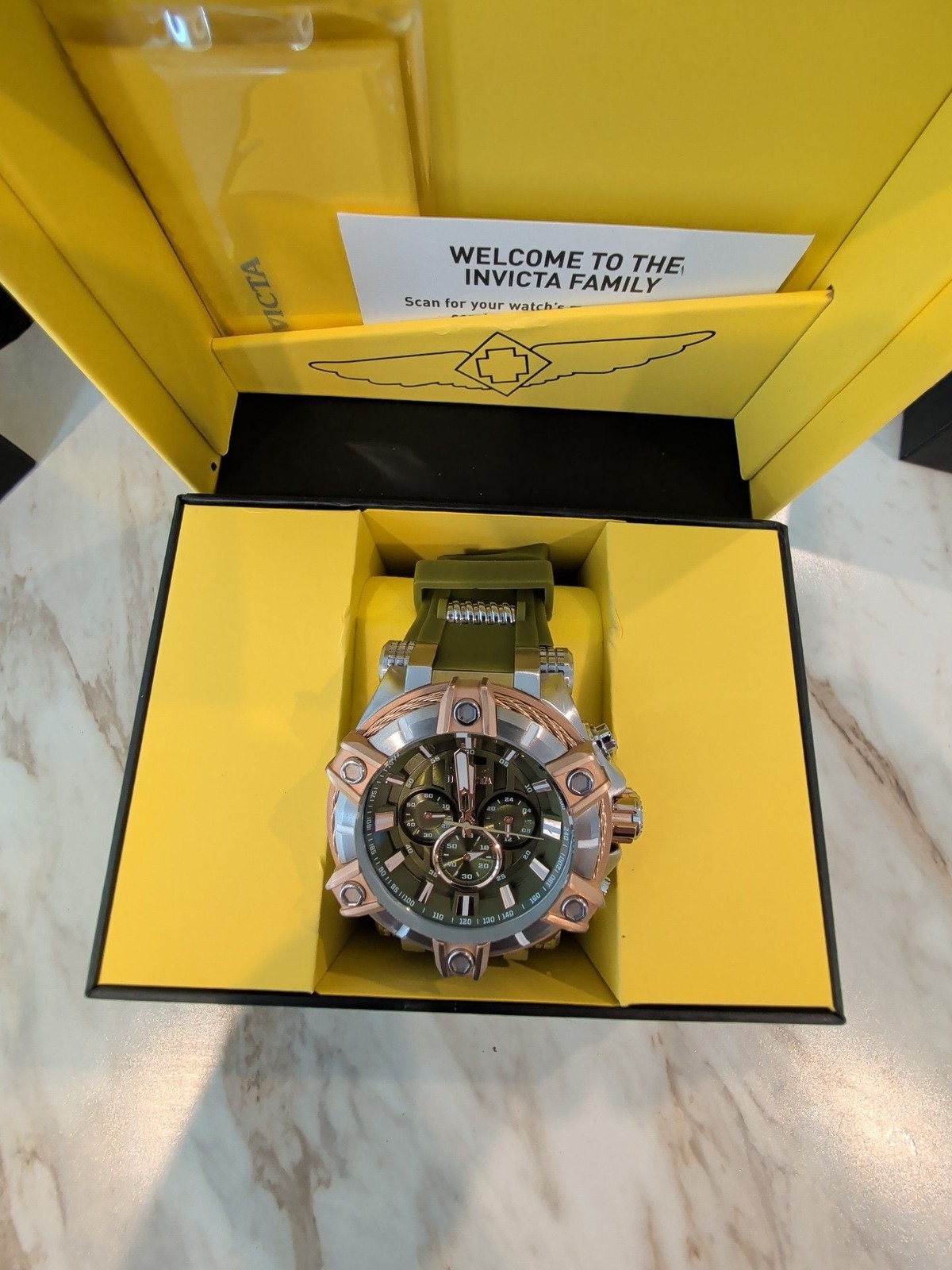 Invicta Bolt Surge 52mm Men’s Watch Model 49809 Olive Green/Rose Gold
