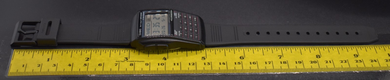 Retro Casio DBC-32 Databank Calculator Watch Black Digital Alarm Telememo Y2K