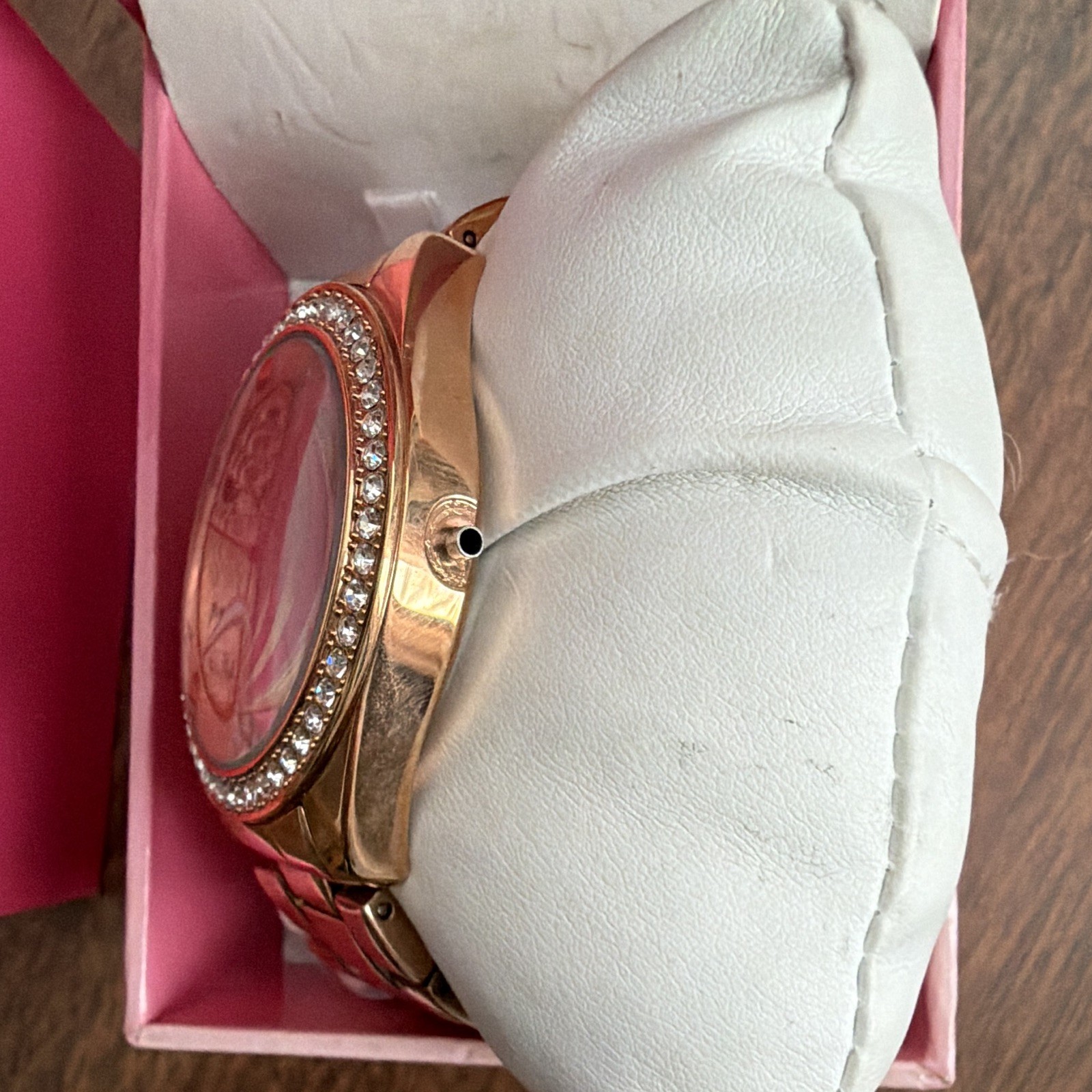 2 Betsey Johnson Women’s Quartz Analog Gold Watches Gem-Set Bezel w/ Boxes