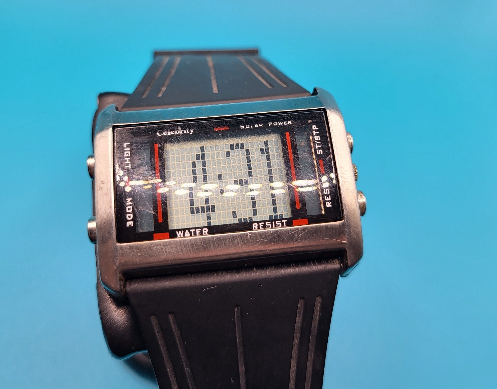Vintage Celebrity Solar Power Unisex Digital Watch 45mm Case WR Black Rare