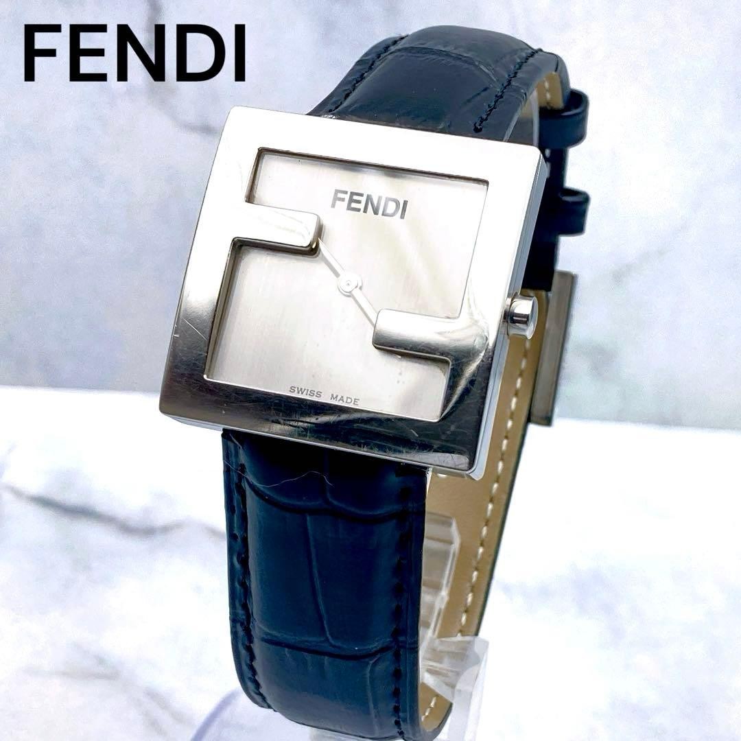 Fendi F Men’s Square Watch Sapphire Glass Black Quartz Japan 072811