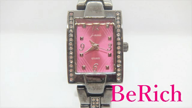[A1R] J Axis Pink Dial SS Black Rhinestones Quartz Ladies Watch [p2v]