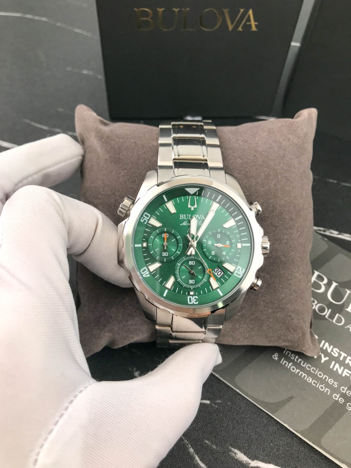 Bulova 96B396 Marine Star Green Dial 43mm Stainless Steel Men’s Wristwatch