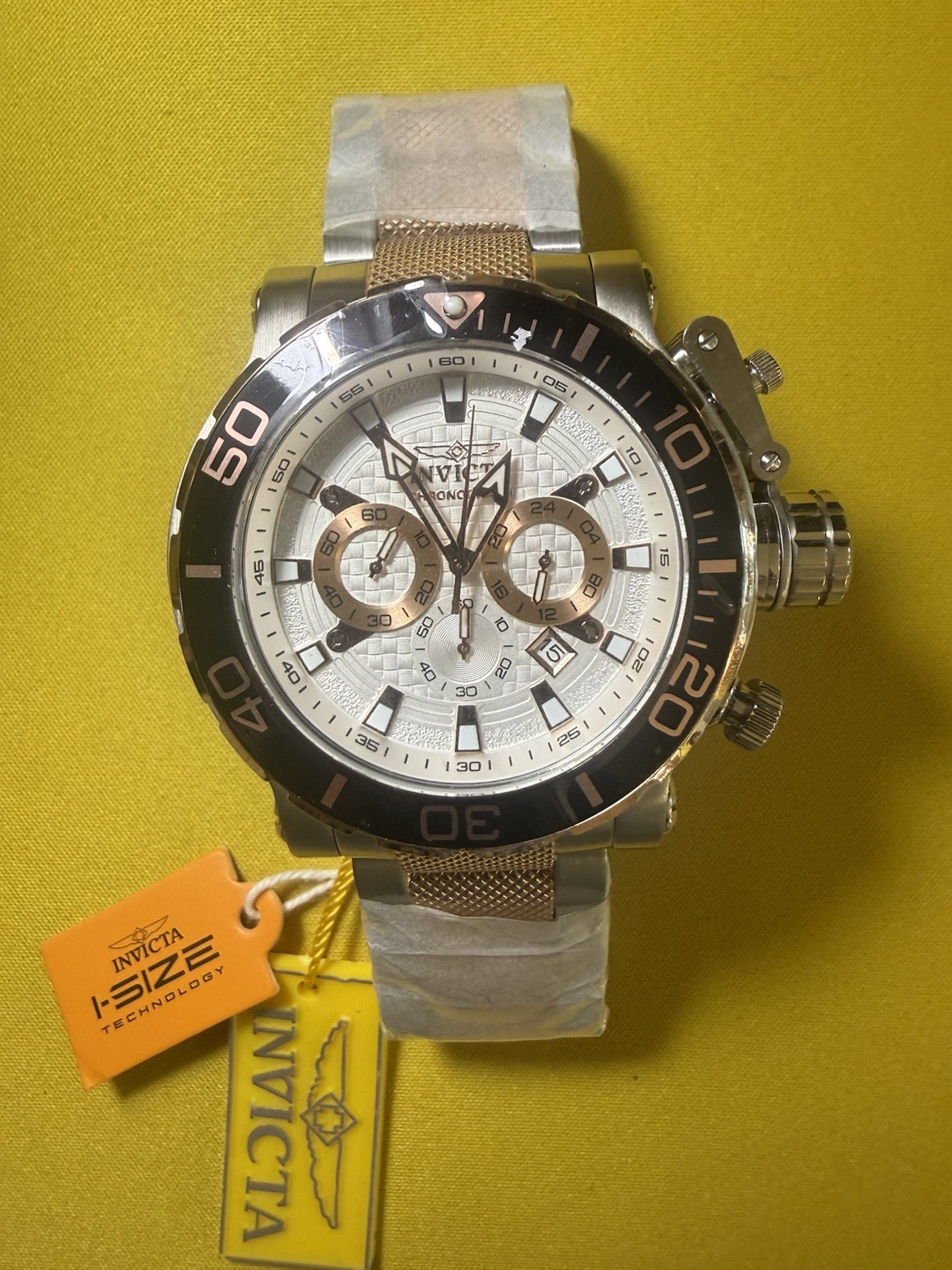 Invicta I-Size Mens Quartz Chronograph Watch 100m Silver Dial MSRP $1295 (50232)