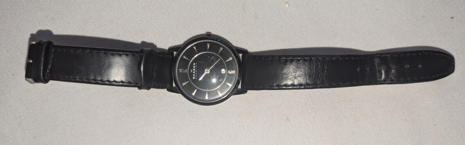 Skagen Denmark Black Wristwatch Quartz Movemt Working!