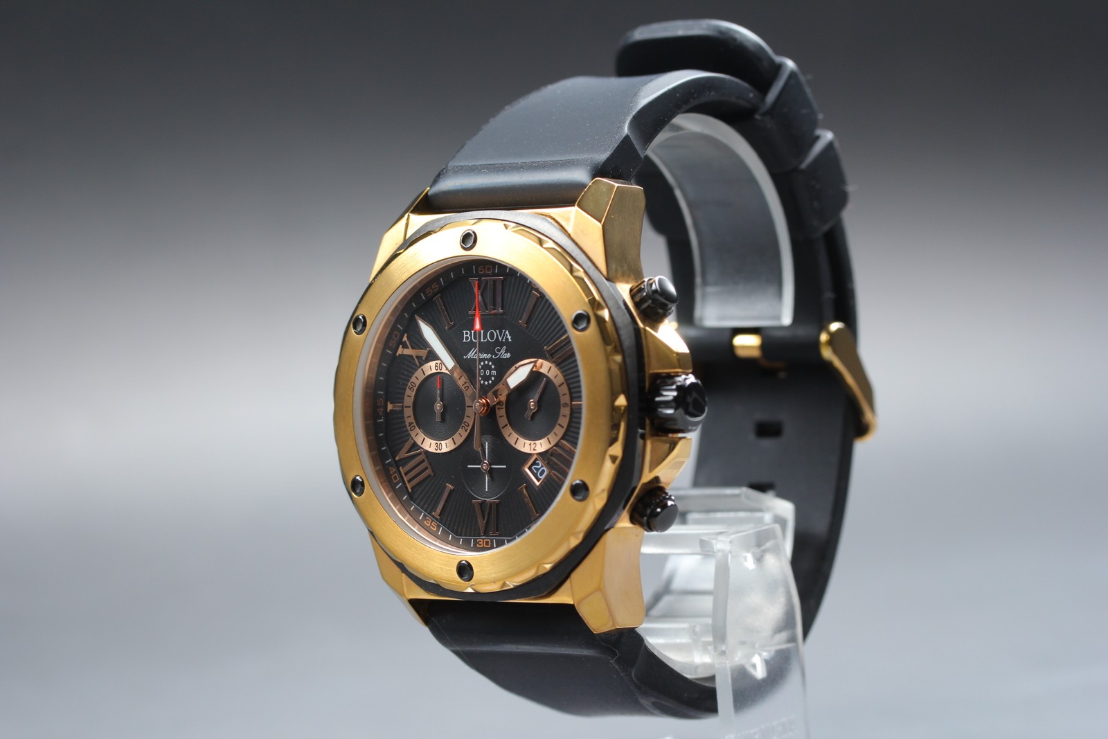 [N MINT] BULOVA Marine Star 98B104 Chronograph Gold Men’s QZ Watch From JAPAN