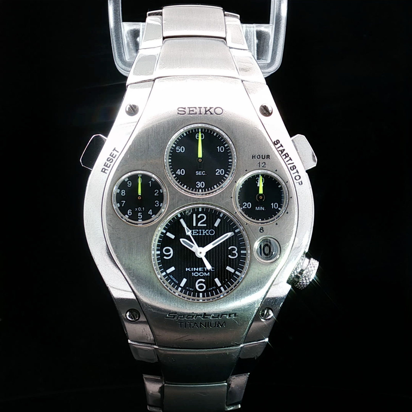 Seiko Sportura SLQ011 – Kinetic Chronograph – 9T82 – Jay Leno Titanium **SUPER R