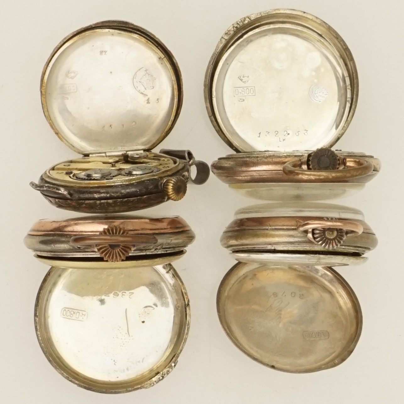 4x Silver Pocket Watch no fusee duplex gold pl wrist repeater chronograph scrap