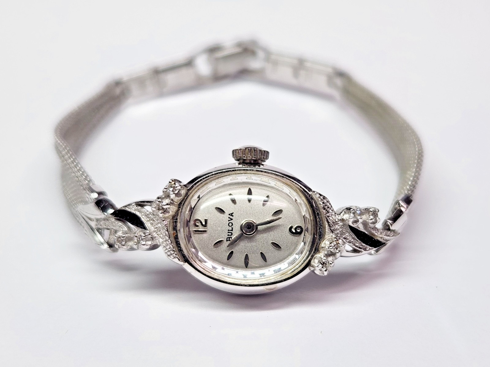 BULOVA Running 1950s 14k/ GF Lady’s Diamond Cocktail Watch w/ Original Box