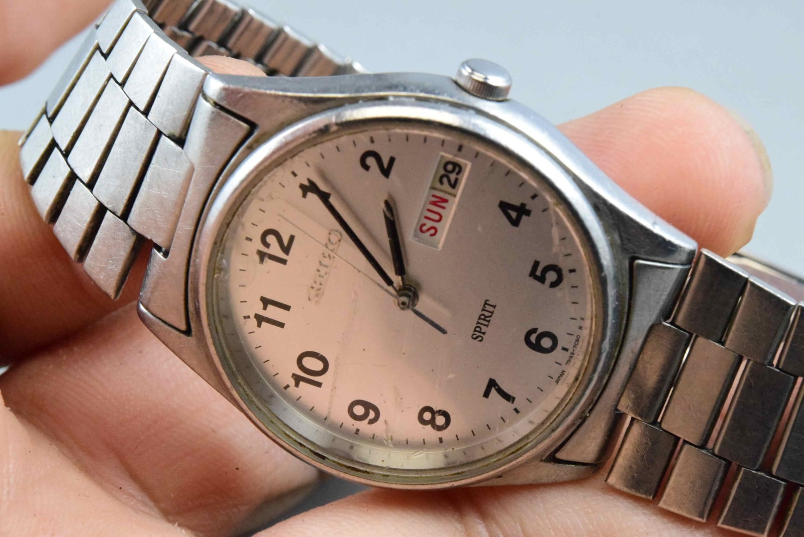 Vintage watch Seiko Spirit 7N43-7B60 Silver Men Quartz Round 35mm