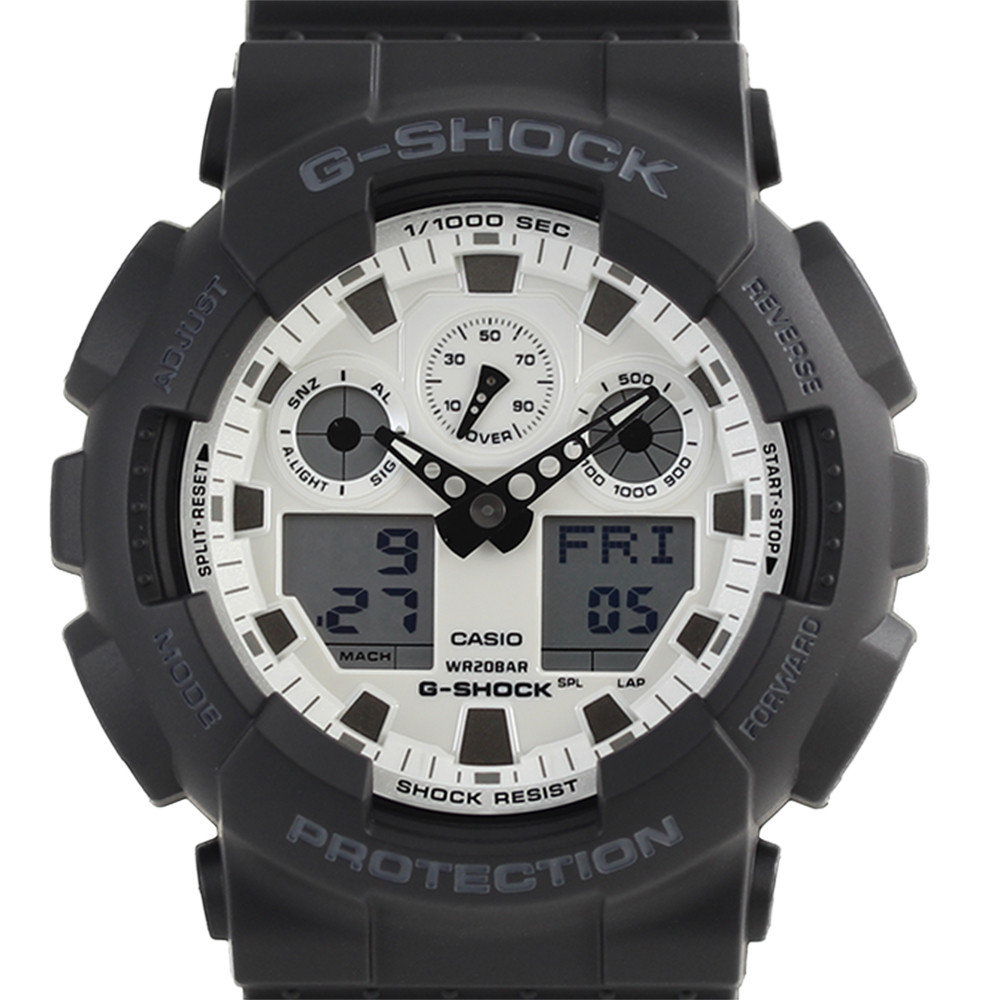CASIO G-SHOCK GA-100WD-1A GA-100 Quartz Analog & Digital White/Gray Matte Black
