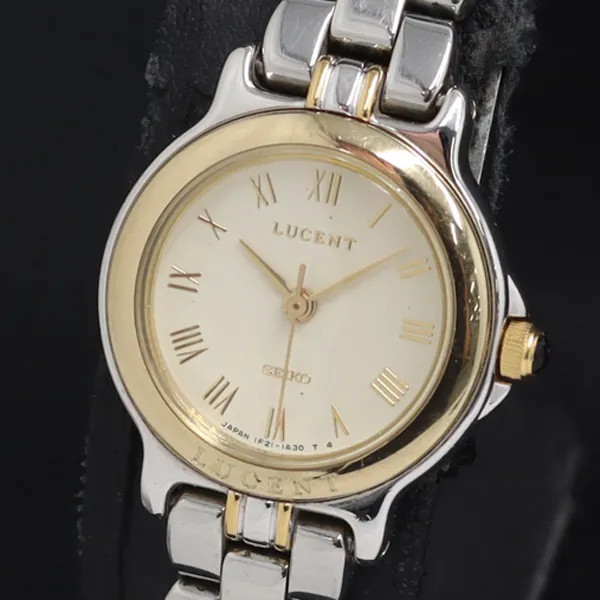 Working Quartz Seiko Lucent 1F21-0G80 Ivory Dial Ladies Watch KRK 2000000 NSK