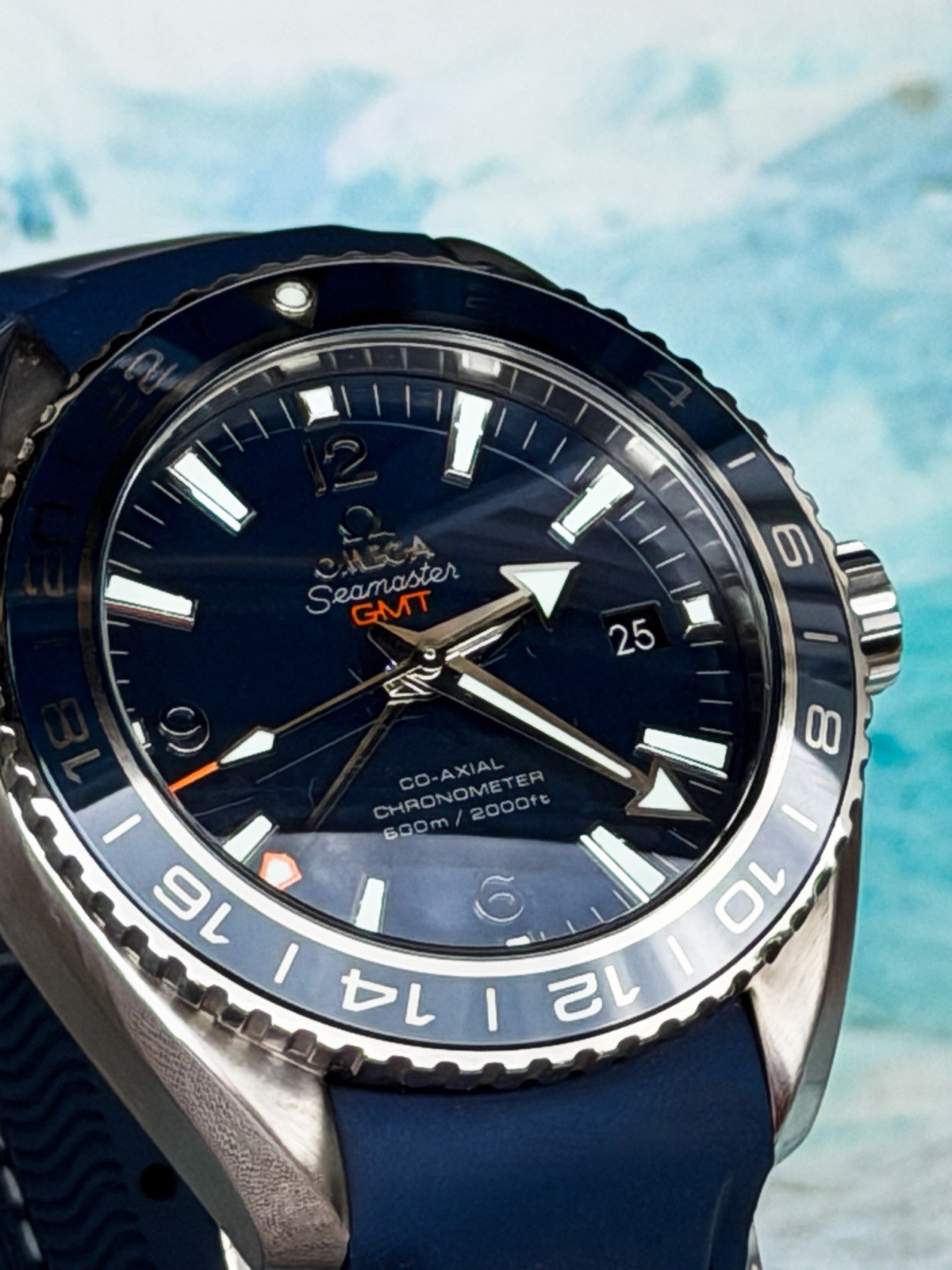 2024 Omega Planet Ocean GMT Titanium Blue 43.5mm Full Set, Box & Papers