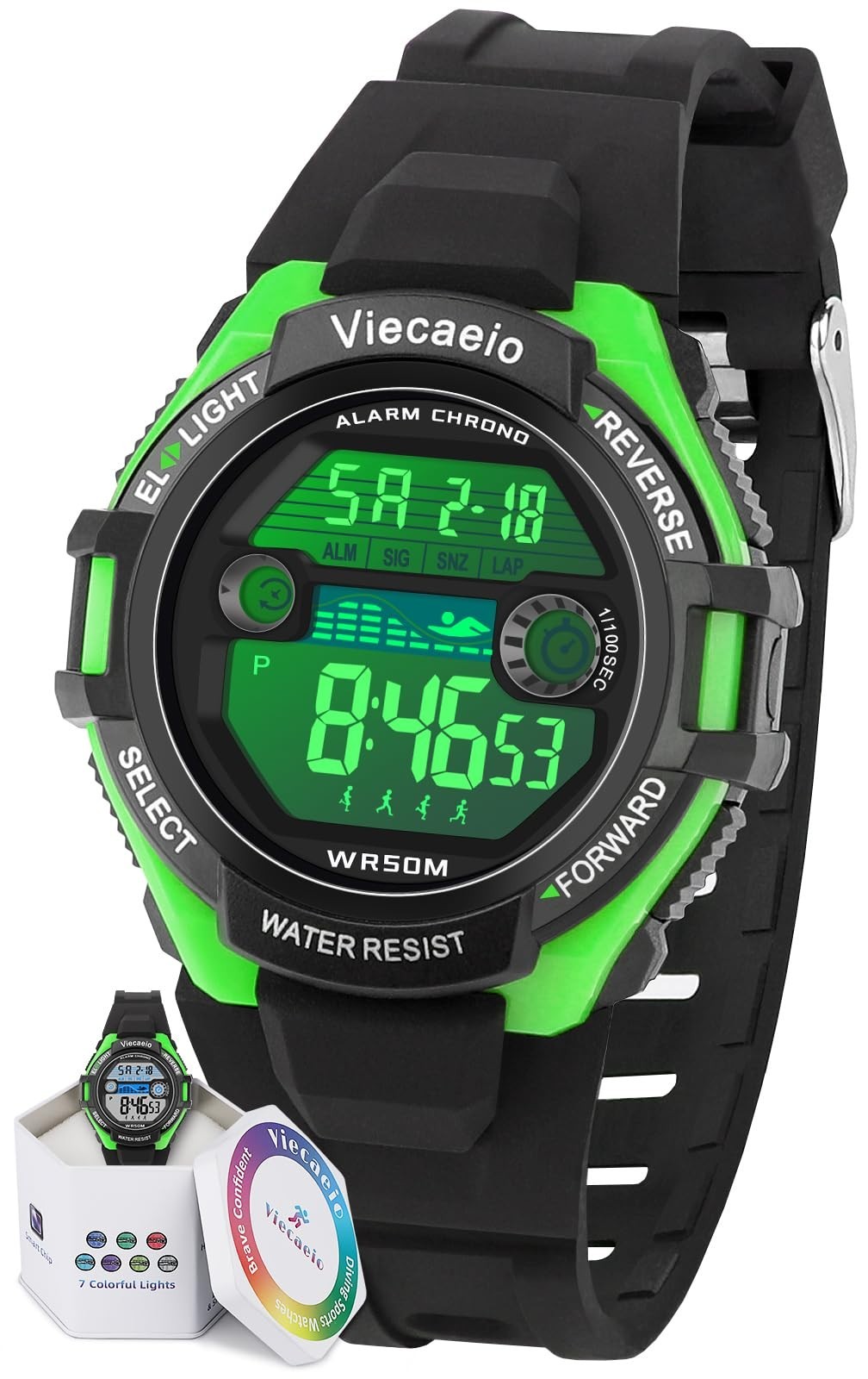 Waterproof Kids Digital Sports Watch with LED Lights for Boys & Girls, Ages 5-17