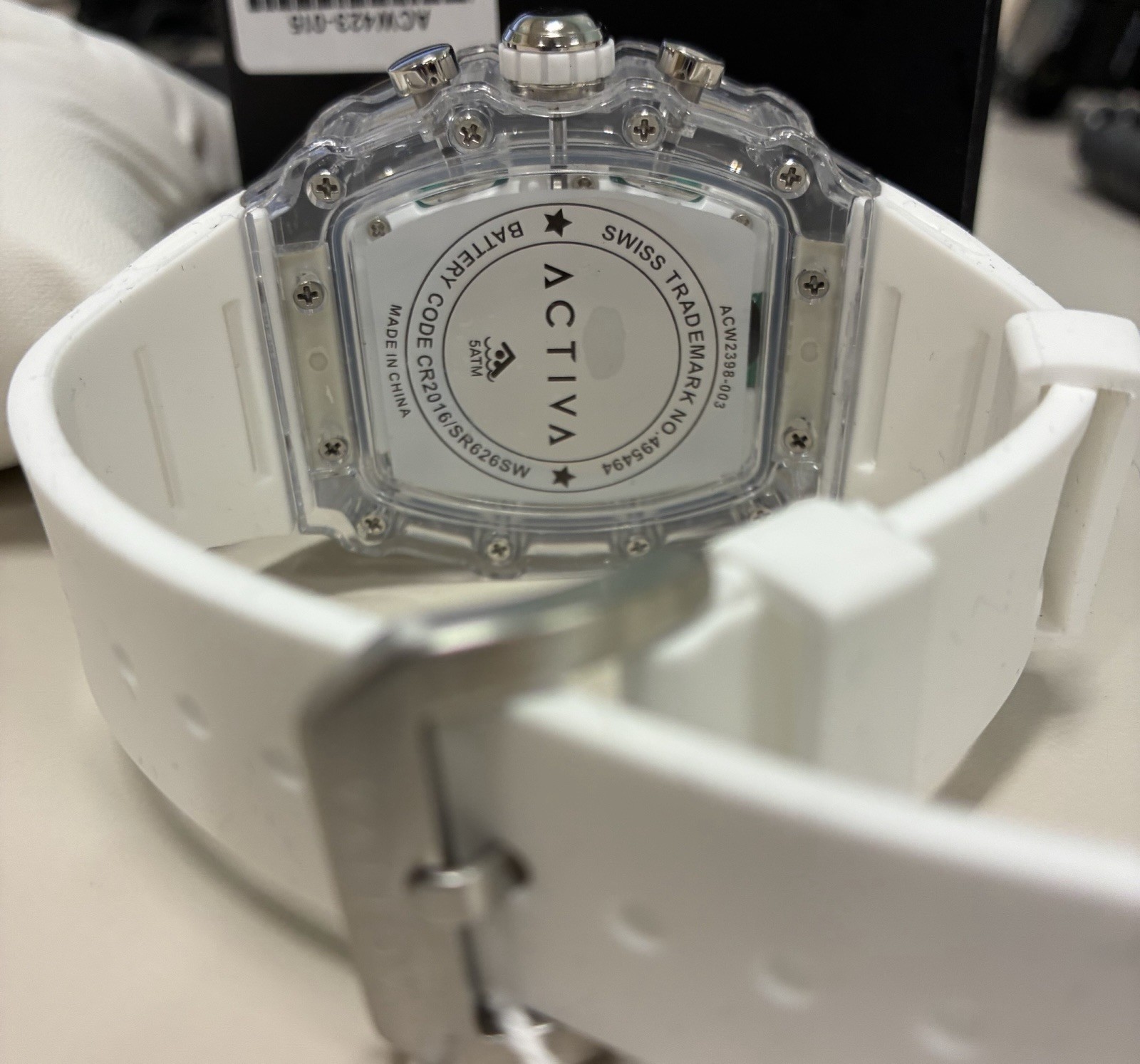 Activa X Men’s Quartz Analog-Digital Watch 44.3mm Gold Dial White Strap 50m