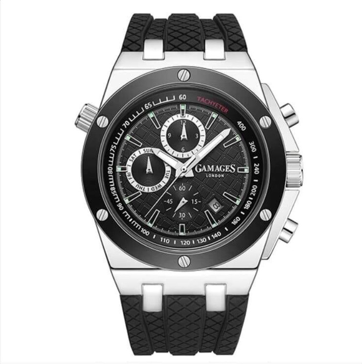 GAMAGES OF LONDON Militant Steel Automatic Watch –Limited Edition–Black-RRP £665