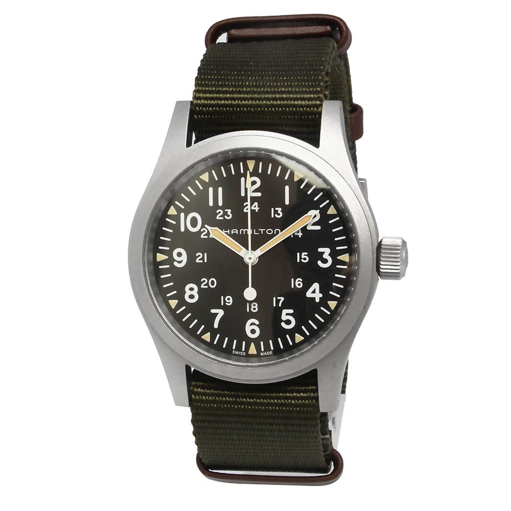 HAMILTON Khaki Field H69439931 Manual Wind Black Dial Men Used Watch Military
