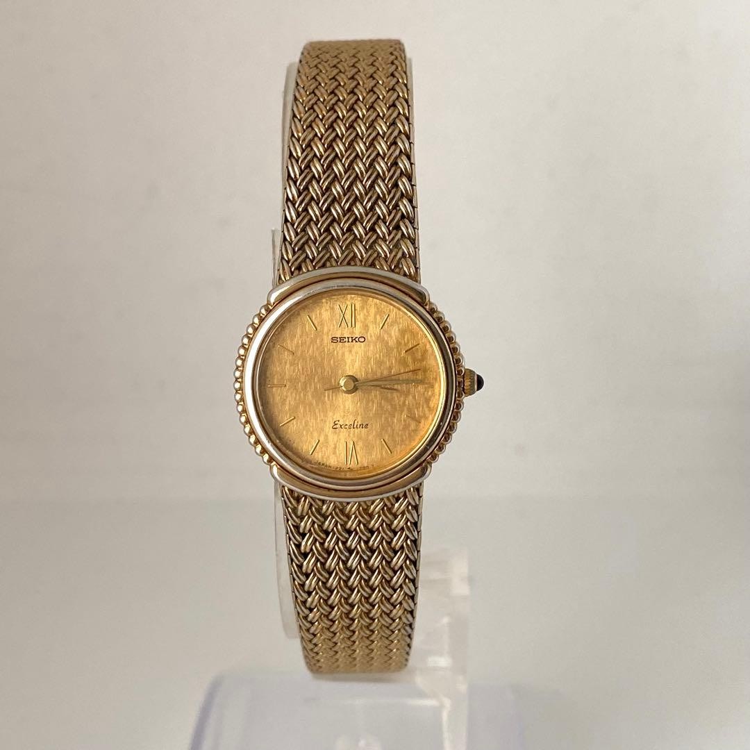 Working Vintage SEIKO EXCELINE Round Gold Watch