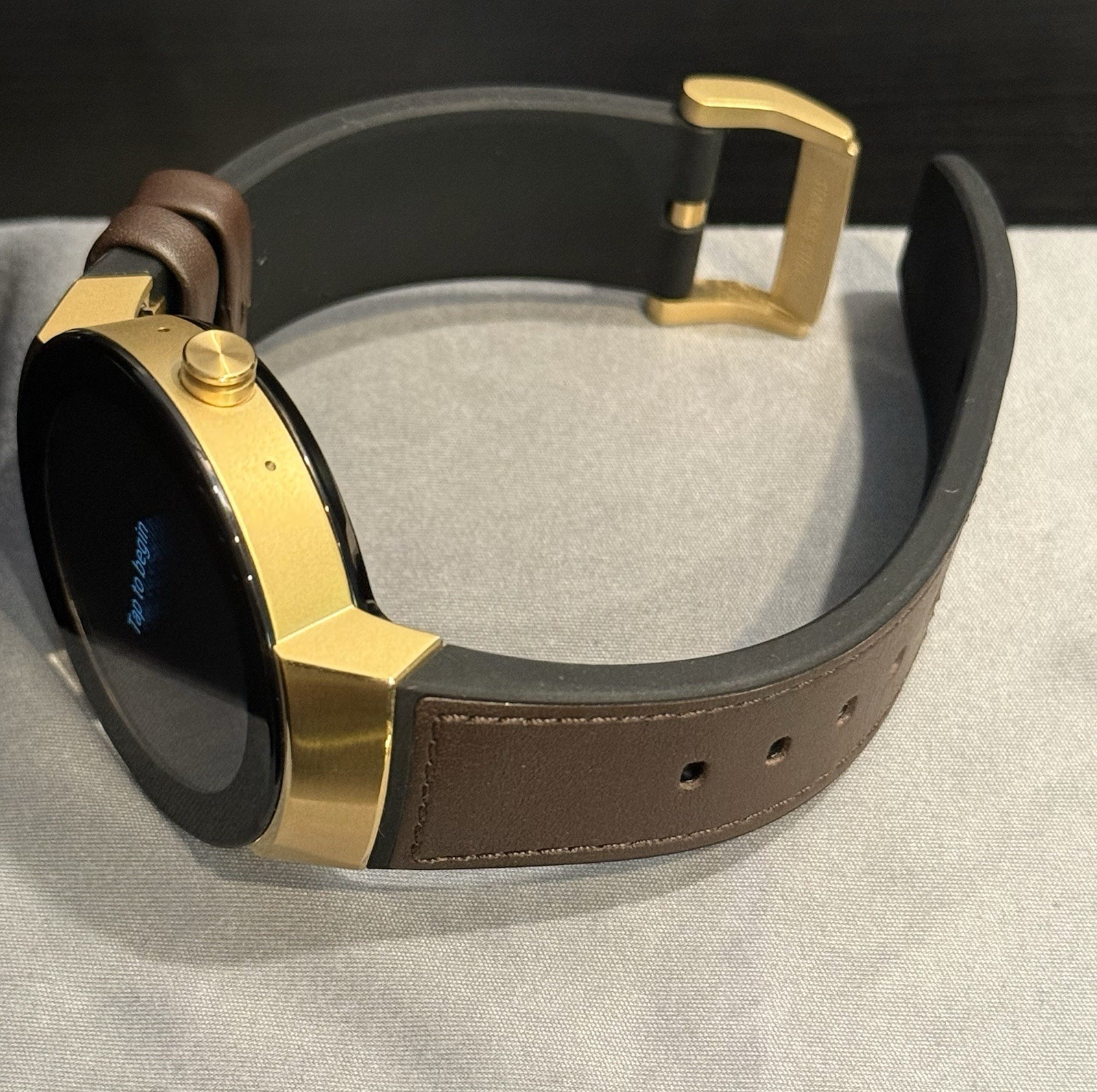 Movado Connect Men’s 46.5 mm Digital Smartwatch Gold Steel Leather 3660021