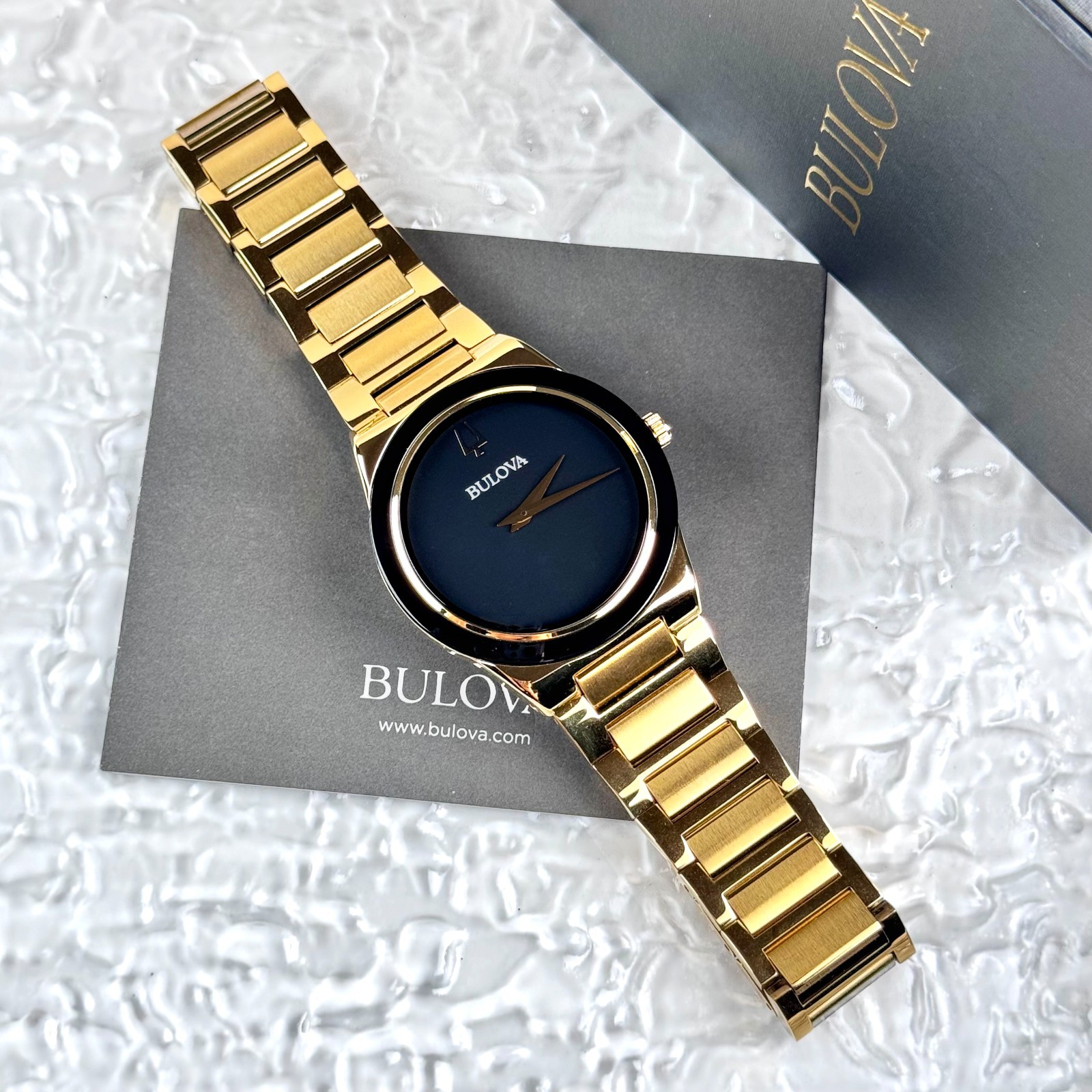 Bulova Millennia Men’s Quartz Black Dial Gold-Tone Stainless Steel Watch 97A183
