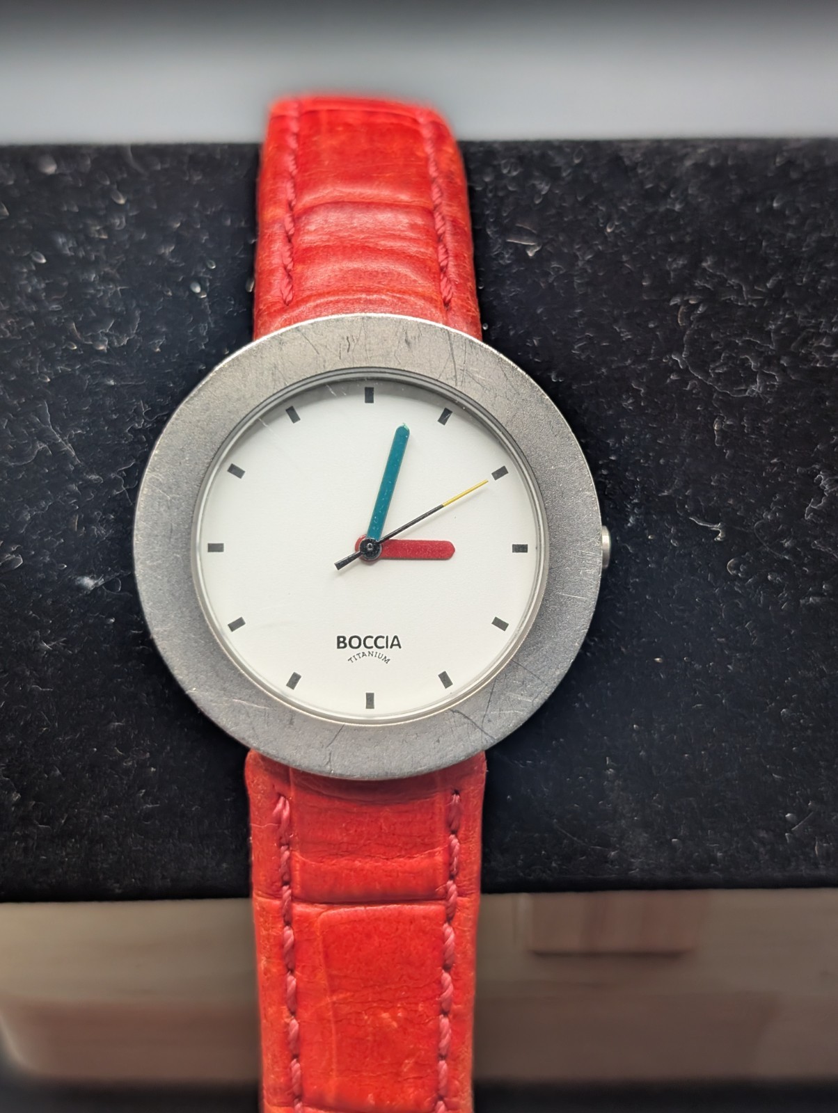 Boccia Titanium Women’s Watch Red Leather Strap Swiss Quartz Minimalist Germany