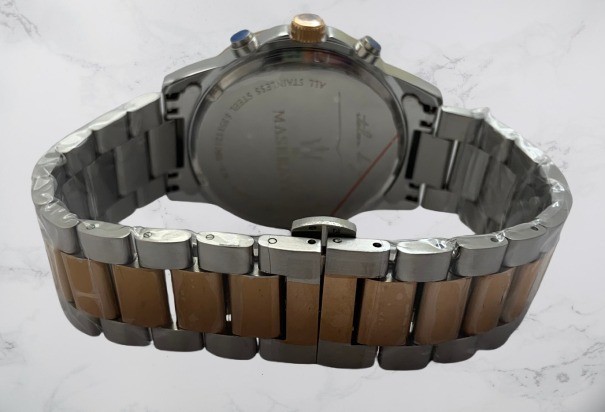 Refurbished Two-Tone Maserati Chronograph-Date Black Dial Quartz Men’s Watch