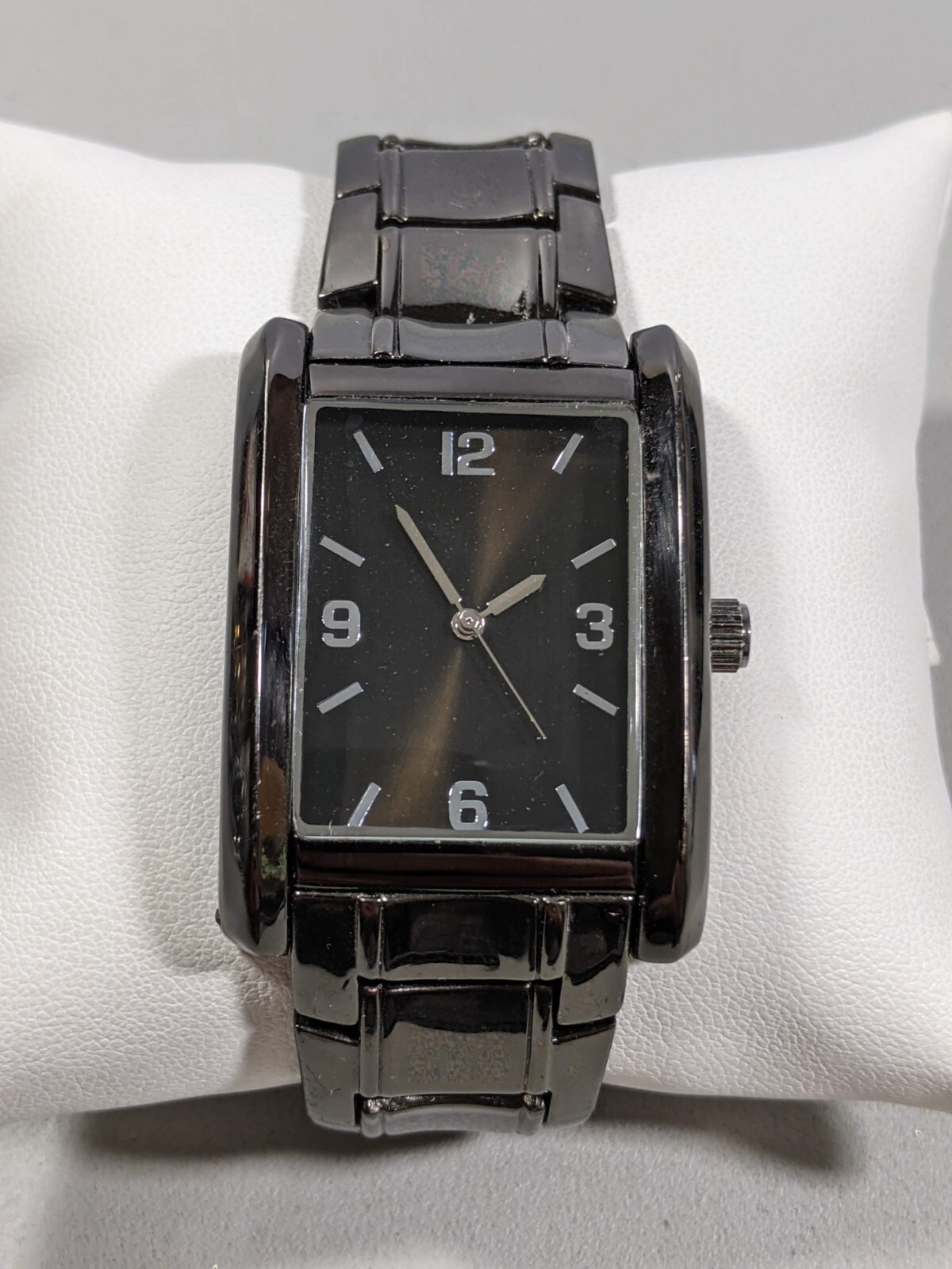 Allude Black Dial Rectangle Case Link Stainless Steel Band Watch 6.75 Inch