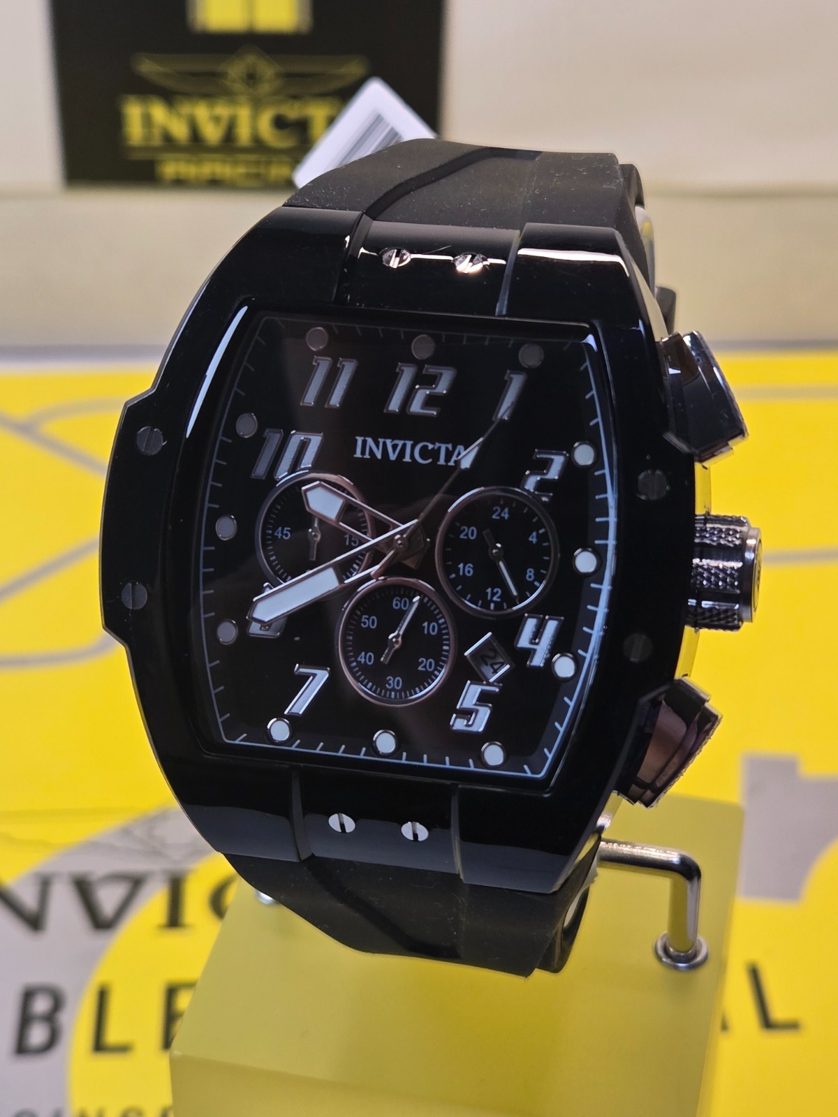 Invicta S1 Rally Anatomic Chrono Men’s Watch 47mm Black with Back Dial Date NEW