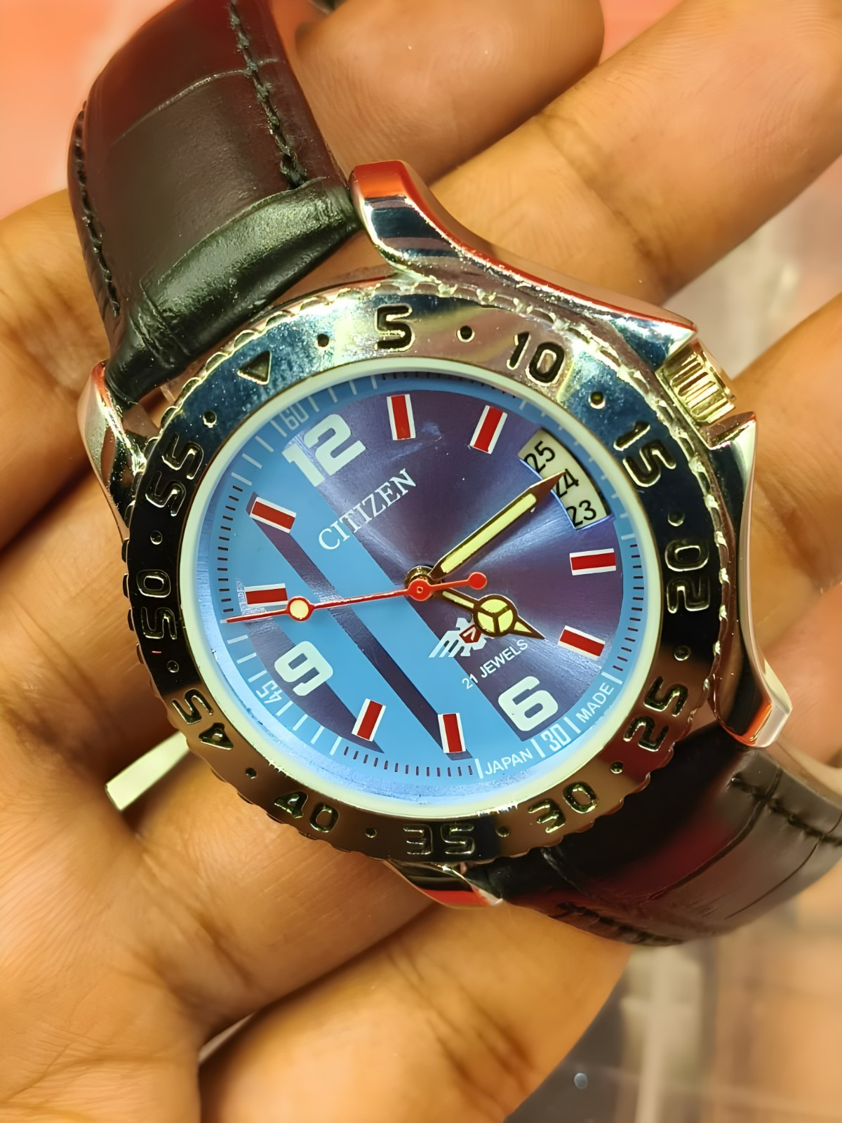 Automatic 8200 21Jewels Restored Blue Dial Date Mens Watch Vintage 45