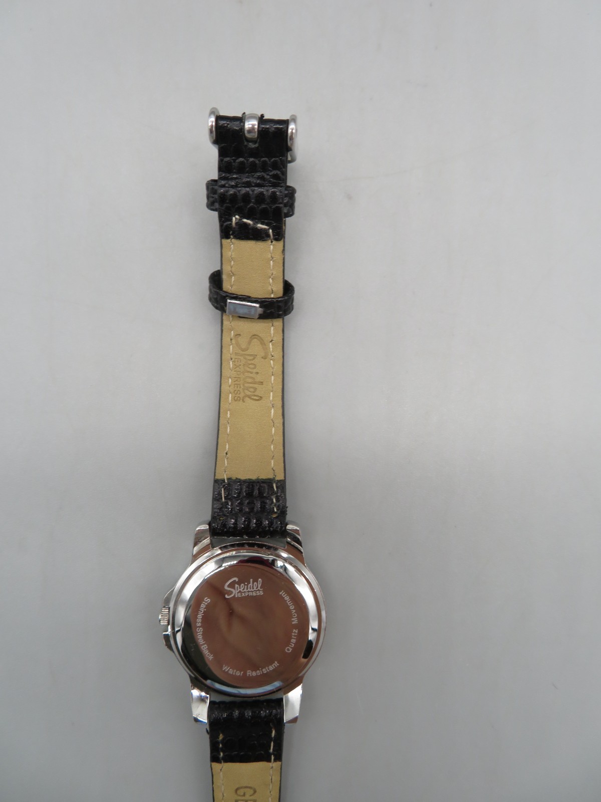 Speidel Express Silver Tone Watch Water Resistant Black Band New Battery