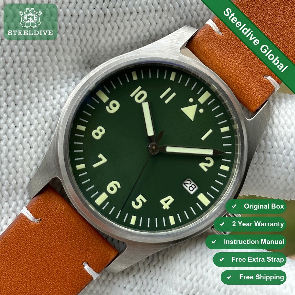STEELDIVE SD1940 Mens Pilot 39mm 200M Automatic Dive Watch NH35 Rubber
