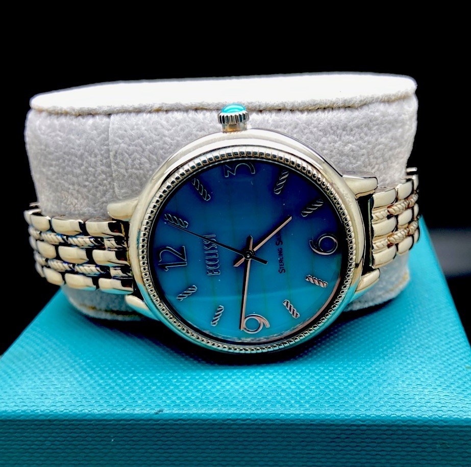 Ecclissi STERLING SILVER SLEEPING BEAUTY TURQUOISE FACE LADIES WATCH 33820 NIB