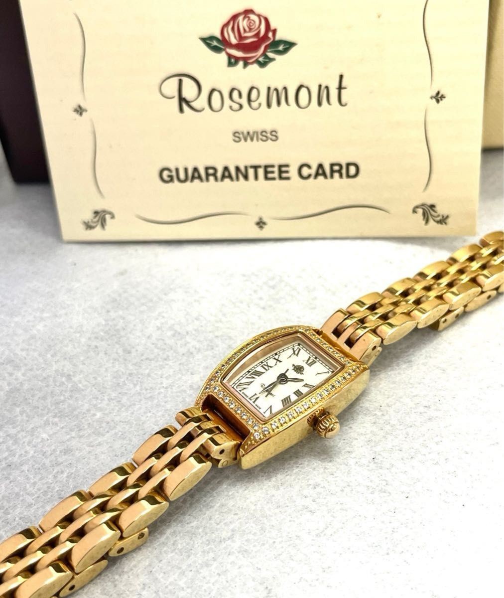 Working Excellent Condition ROSEMONT Watch Stone Bezel Tonneau Pink Gold Delicat