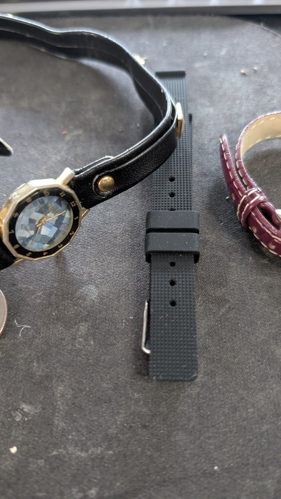 Vintage Gitano Quartz Wrap Watch Black Stud Strap Gold Tone 80s Glam Rock Style