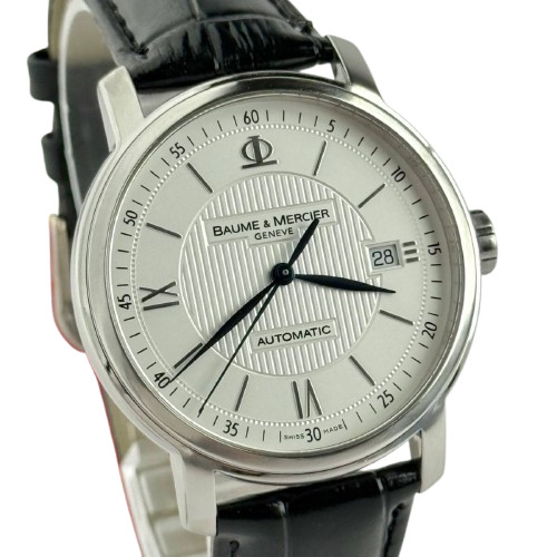 Baume Mercier Classima 65615 Automatic 38mm Silver Roman Dial Dress Watch Swiss