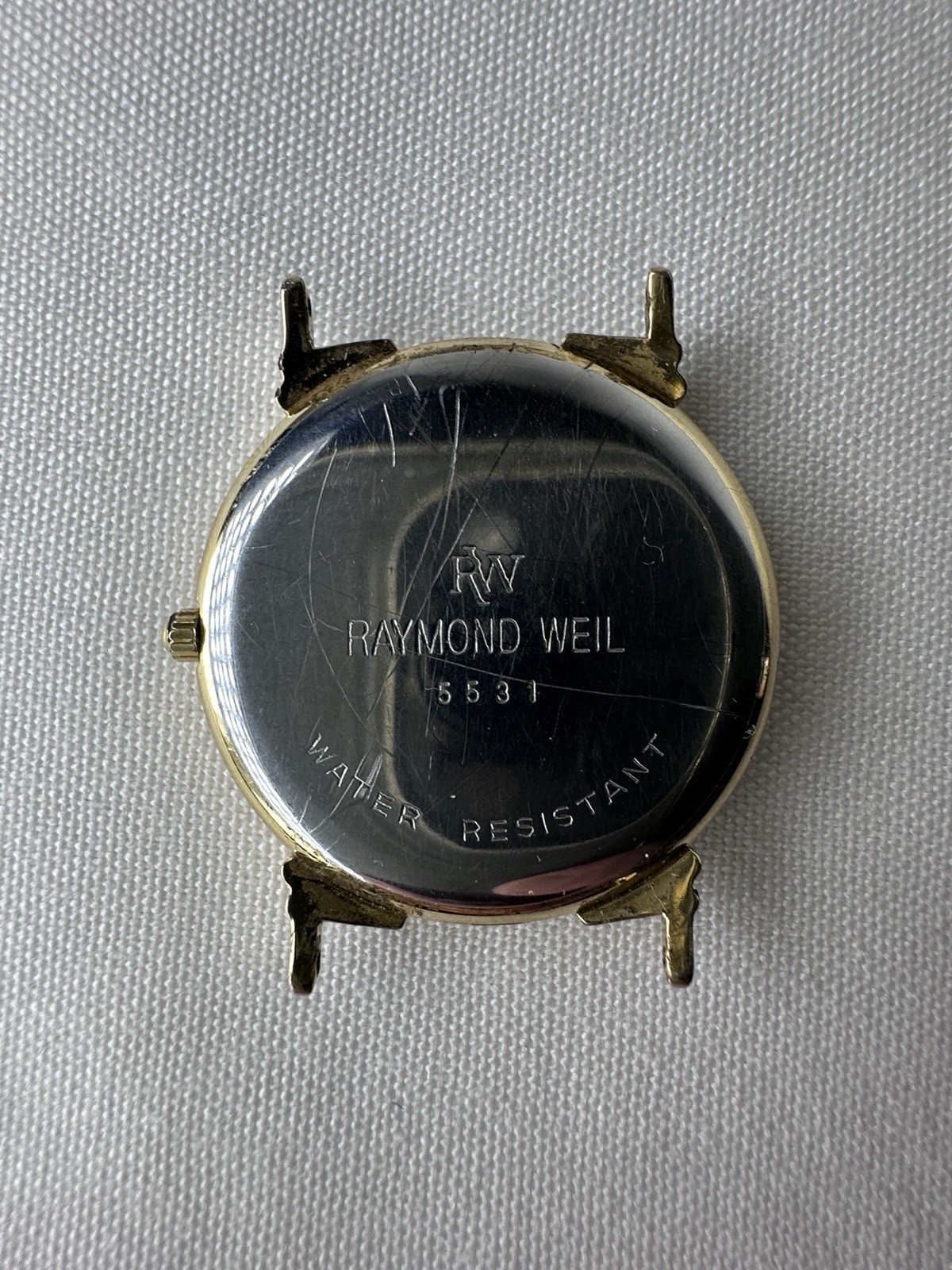 Raymond Weil Geneve 5531 Swiss Gold Tone Date Watch Roman Dial Untested Parts